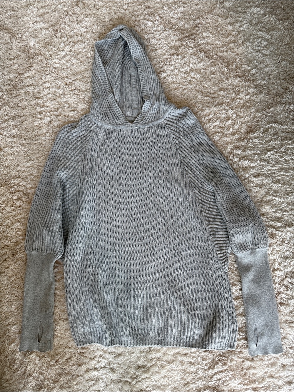 Artisan Ny Light Gray Ribbed Hooded Sweat